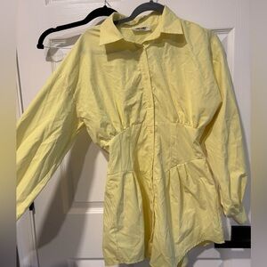 Lime Crime Light Yellow Button-Up Trench Shirt